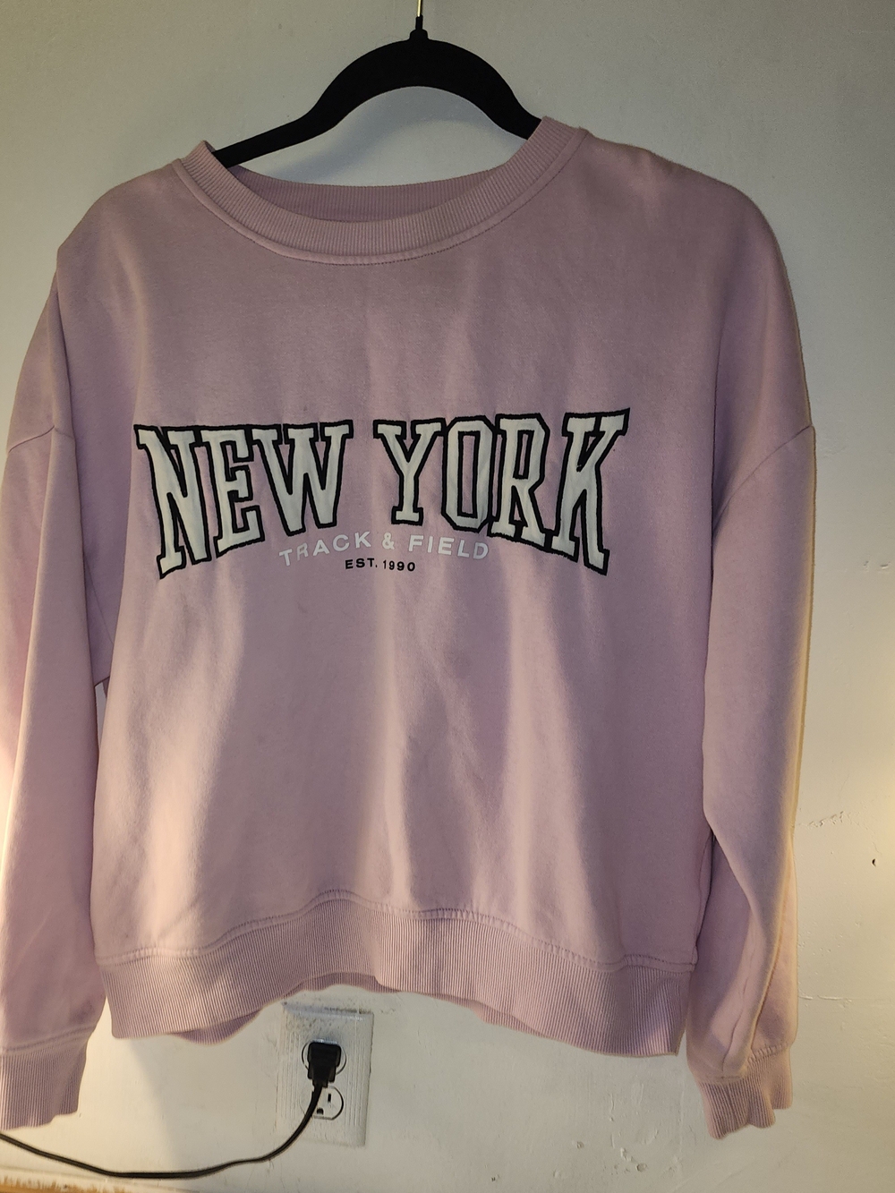 H&M Lavender "New York" Track & Field Crewneck Sweatshirt